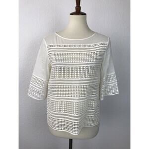 Banana Republic Top Pullover Laser Cut Crochet Semi Sheer